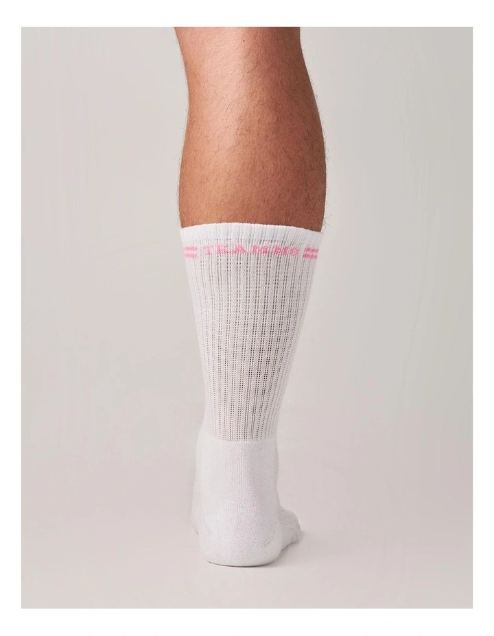 Classic Crew Socks in White|Pink image 4