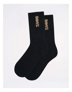 Crew Socks in Black|Tan