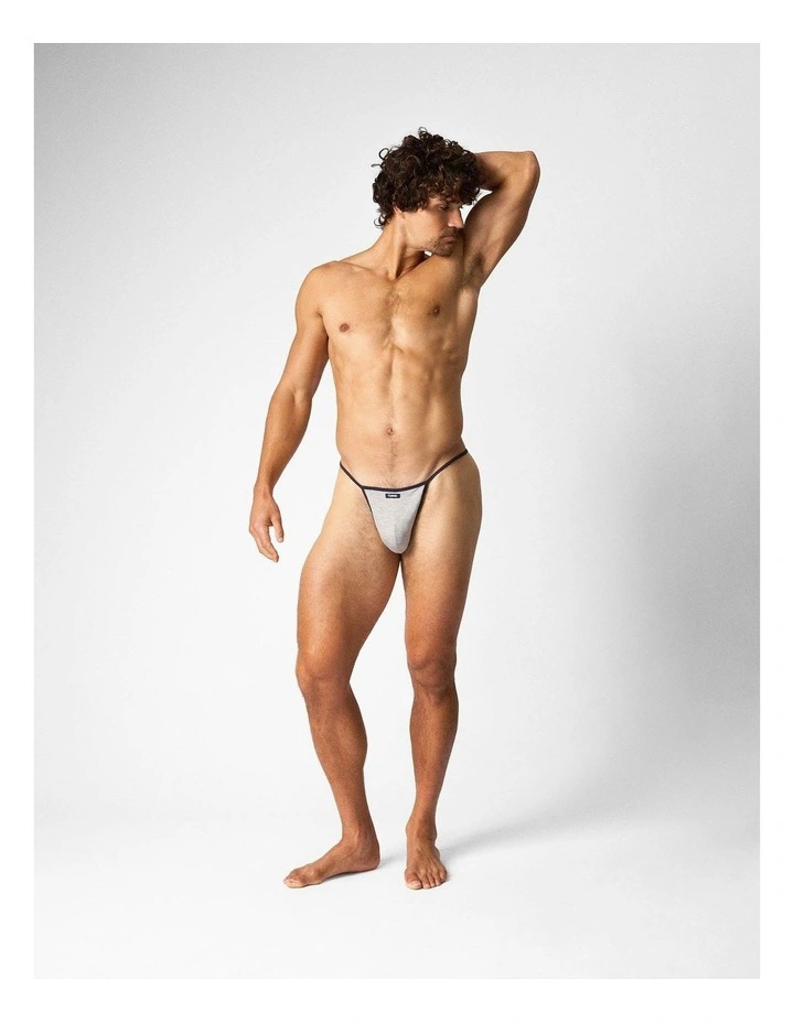 Flaunt Micro Thong in Grey Marle image 1