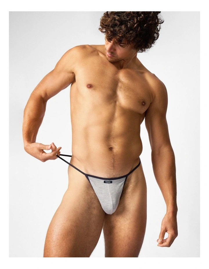 Flaunt Micro Thong in Grey Marle image 5