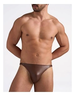 Flex Brief in Faux Leather Saddle