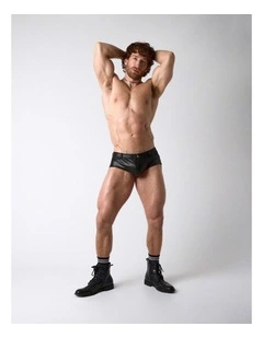 Vault Faux Leather Brief in Jet