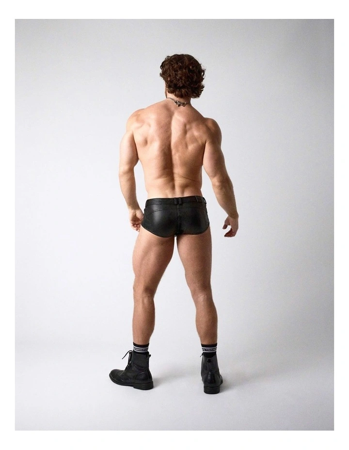Vault Faux Leather Brief in Jet image 5