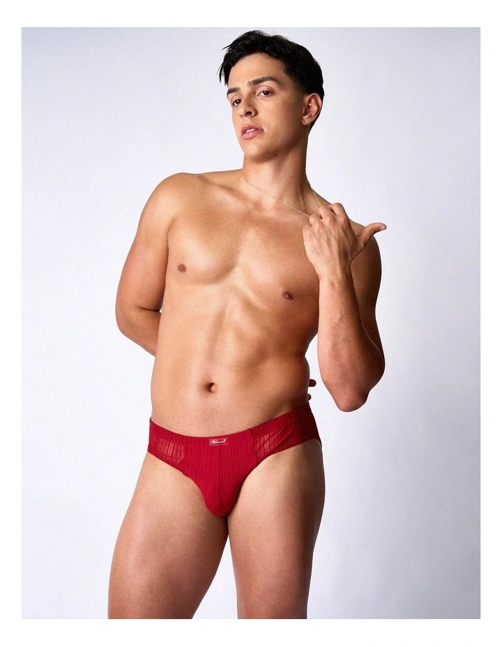 Romeo Sheer Bikini Brief in Cherry image 1