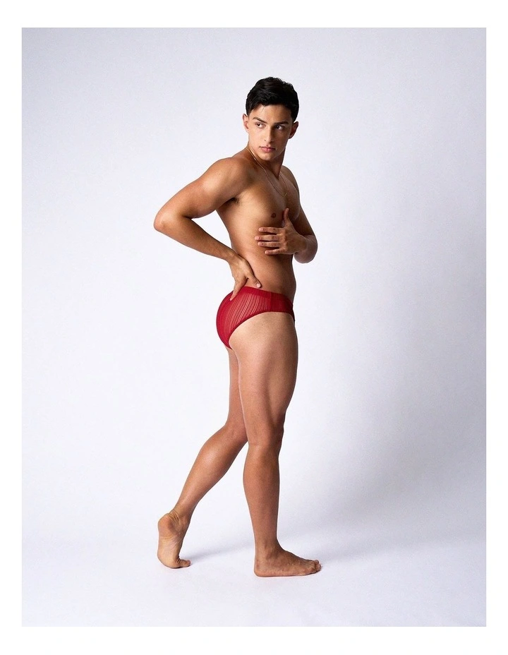 Romeo Sheer Bikini Brief in Cherry image 3