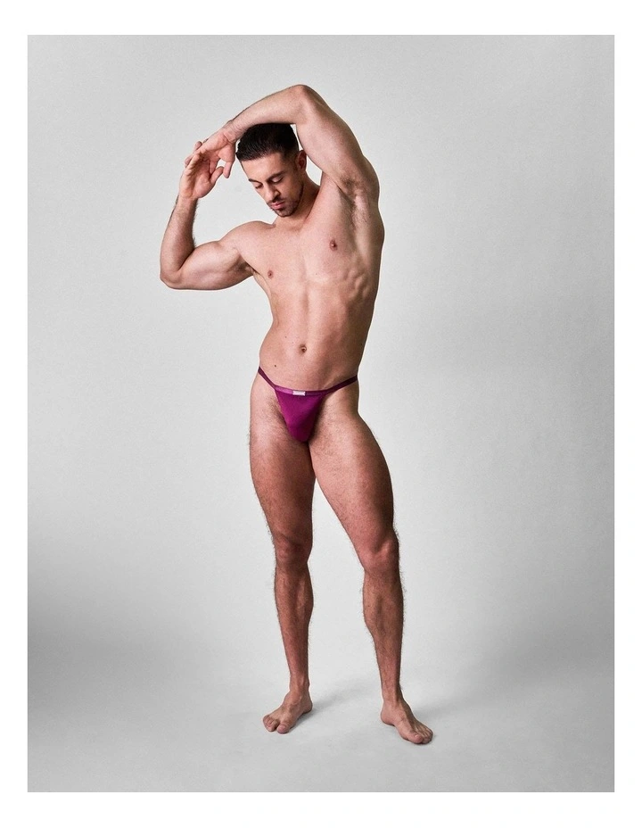 You Bamboo Micro Thong in Eggplant image 2