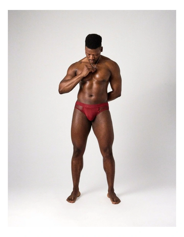 Edge Net Jock/Thong in Maroon image 1