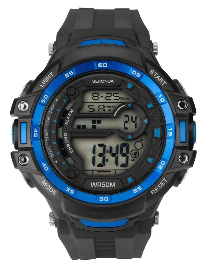 Digital 55mm Rubber Watch in Black image 1