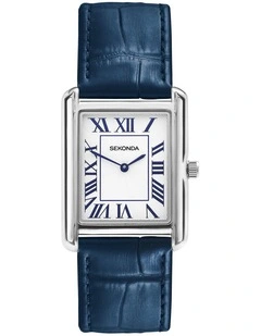 Clement 28x37mm Leather Watch in Silver