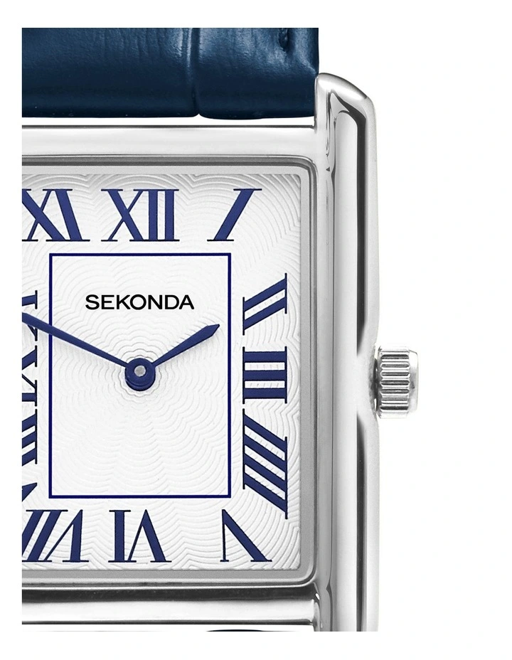 Clement 28x37mm Leather Watch in Silver image 3