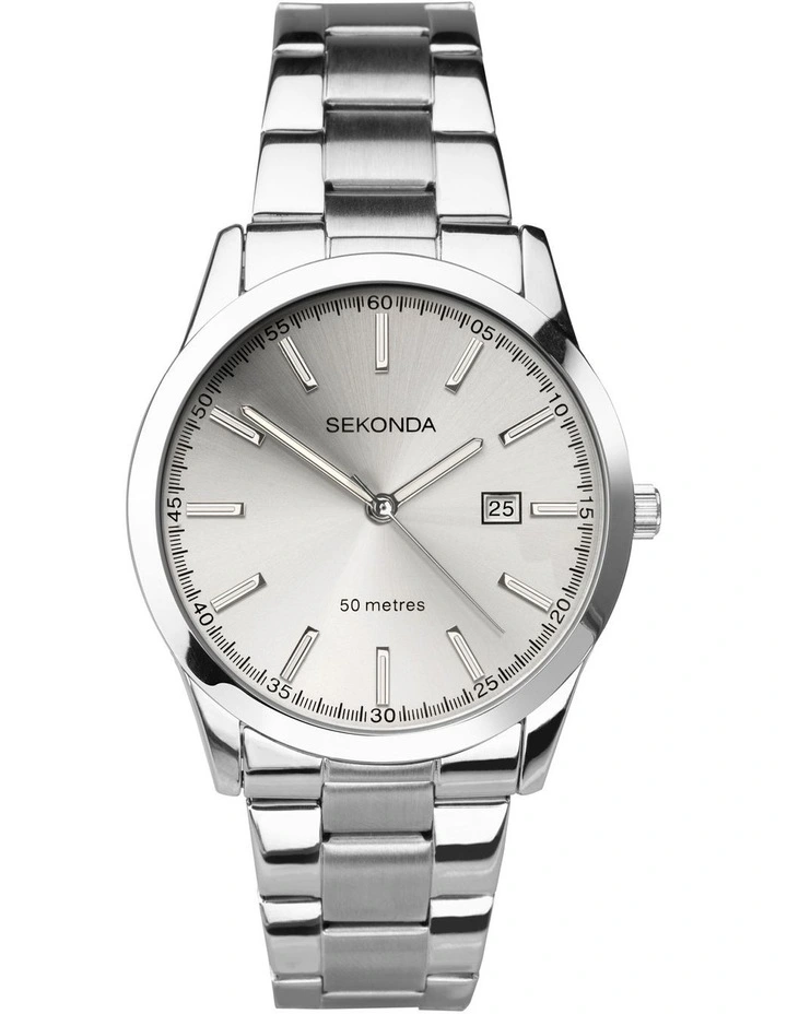 Taylor 43mm Link Watch in Silver image 1