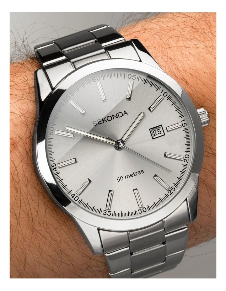 Taylor 43mm Link Watch in Silver image 2