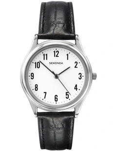 Classic 38mm Leather Watch in Black/Silver