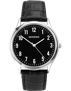 Classic 38mm Leather Watch in Silver/Black