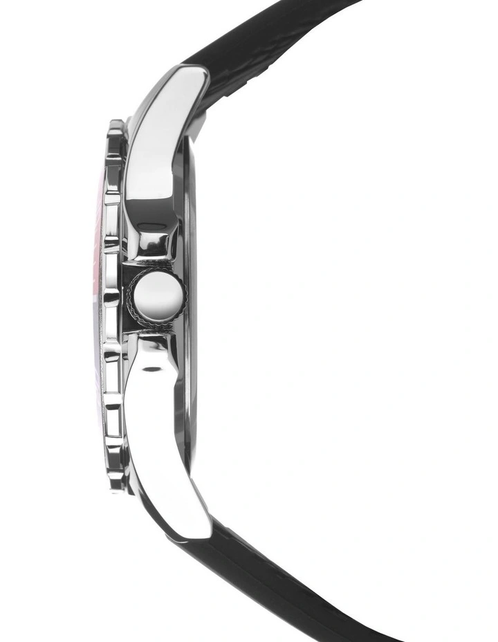 Belearic 44mm Rubber Watch in Black & Silver image 3