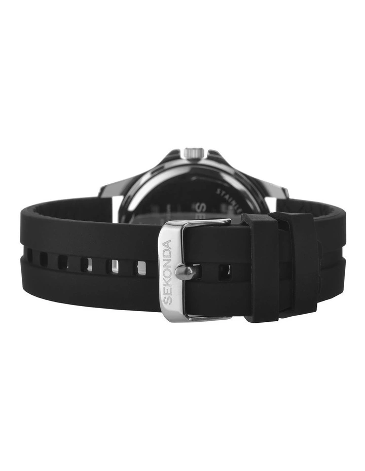Belearic 44mm Rubber Watch in Black & Silver image 4