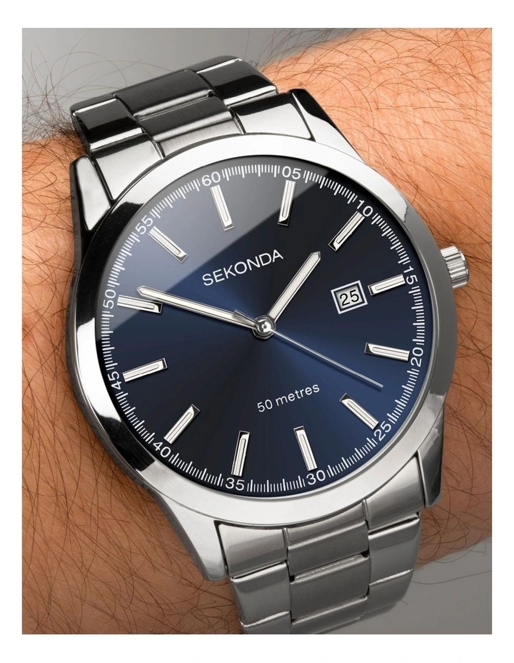 Taylor 43mm Link Watch in Silver image 2