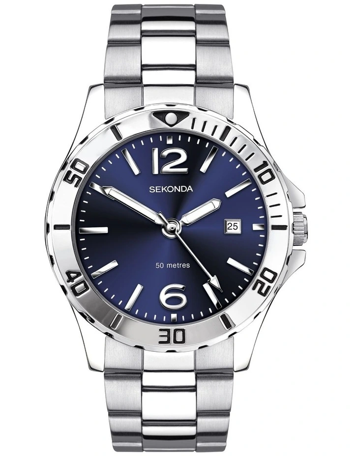 Caspian 46mm Link Watch in Silver image 1