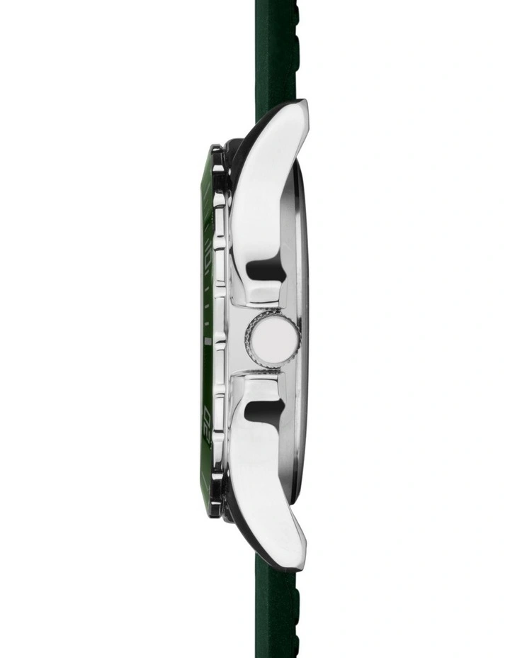 Belearic 44mm Rubber Watch in Green & Silver image 4