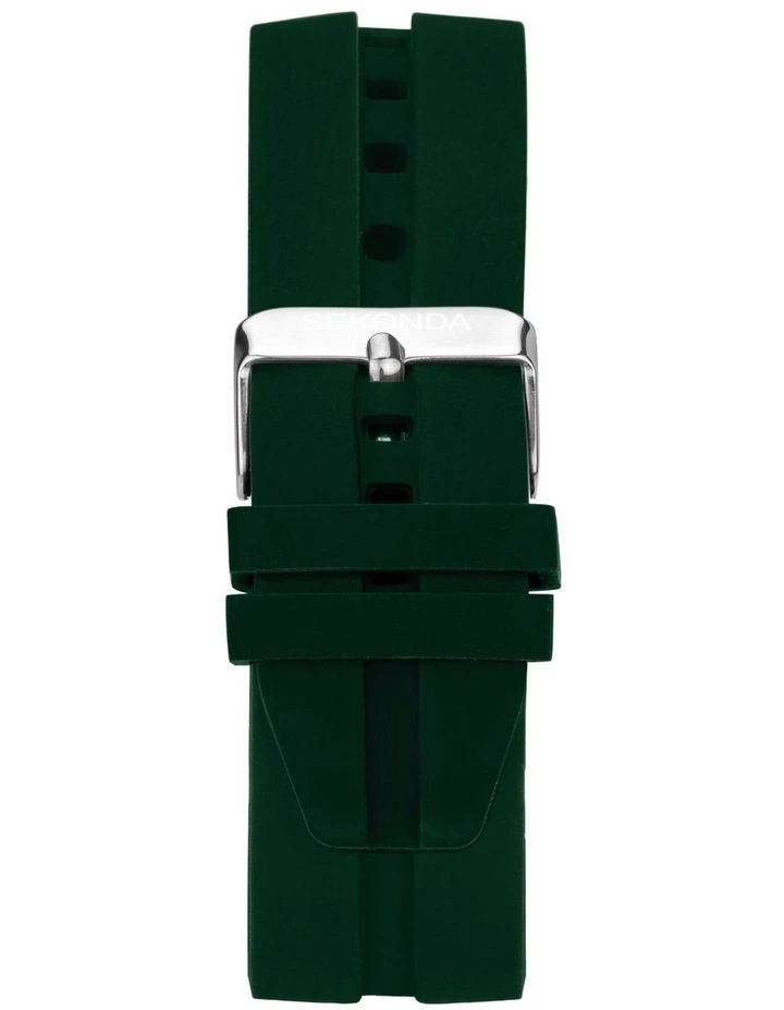 Belearic 44mm Rubber Watch in Green & Silver image 5