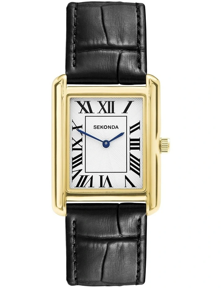 Clement 28x97mm Leather Watch in Black & Gold image 1