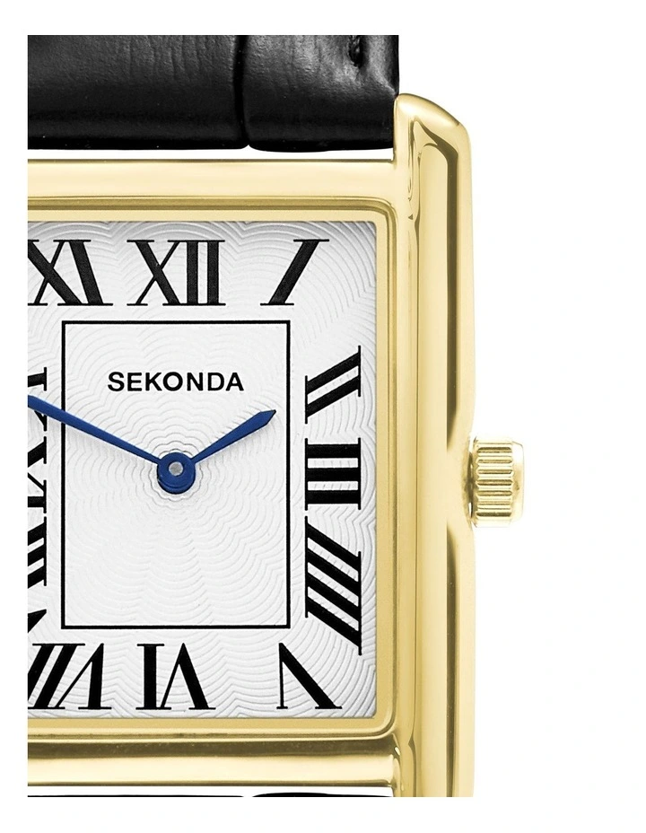 Clement 28x97mm Leather Watch in Black & Gold image 3