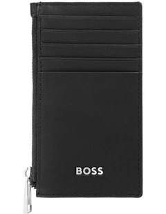 Leather Card Holder Zip Classic Smooth Black