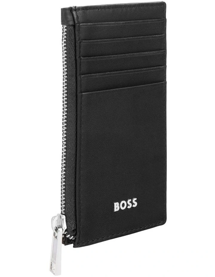 Leather Card Holder Zip Classic Smooth Black image 3