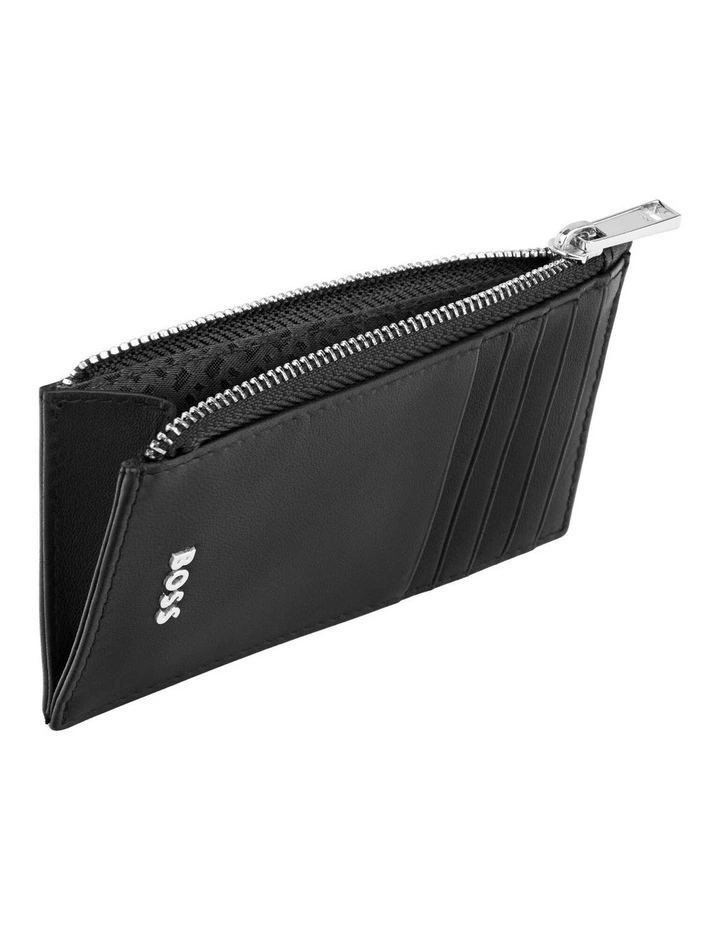 Leather Card Holder Zip Classic Smooth Black image 4