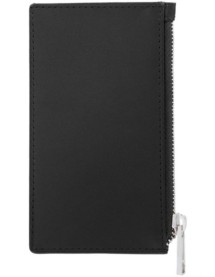 Leather Card Holder Zip Classic Smooth Black image 5