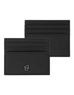 BOSS Card Holder Double B Saffiano Leather Black