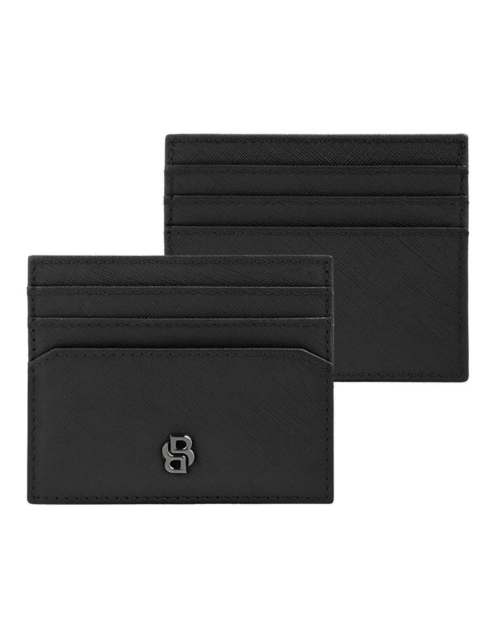 BOSS Card Holder Double B Saffiano Leather Black image 1