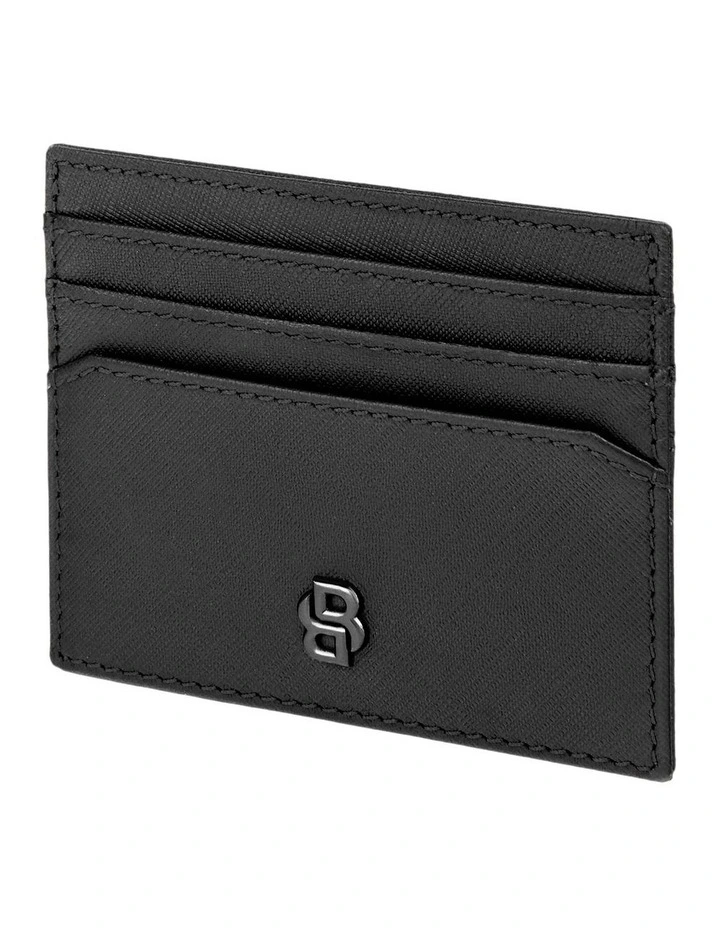 BOSS Card Holder Double B Saffiano Leather Black image 3