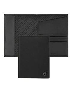 BOSS Passport Holder Saffiano Leather Black