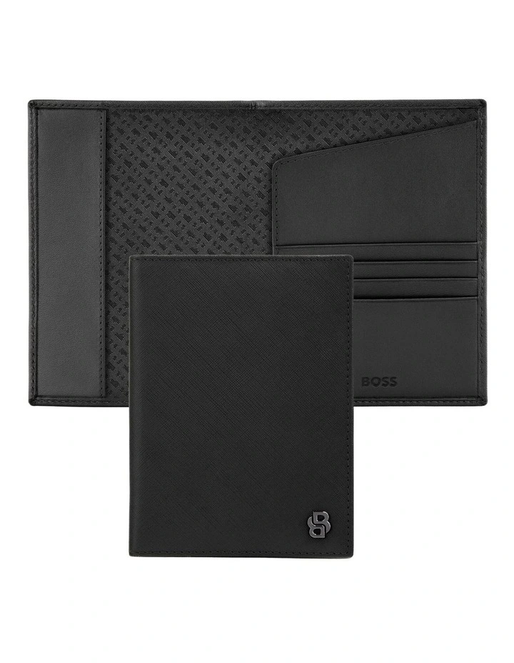 BOSS Passport Holder Saffiano Leather Black image 1