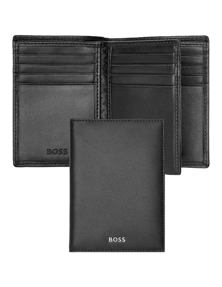 Leather Card Holder Trifold Smooth Black image 2