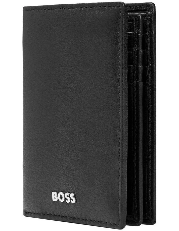 Leather Card Holder Trifold Smooth Black image 3