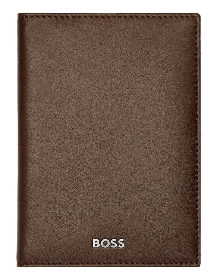 Leather Card Holder Trifold Smooth Brown image 1