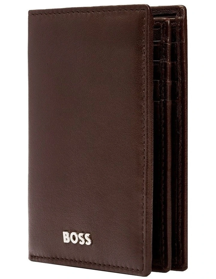 Leather Card Holder Trifold Smooth Brown image 3
