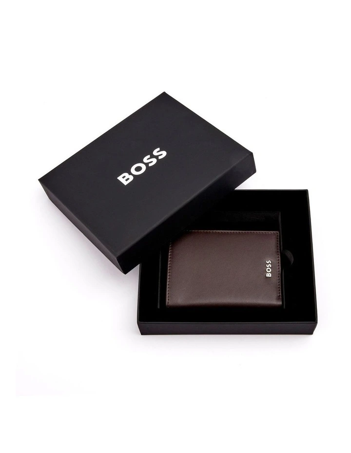 Leather Card Holder Trifold Smooth Brown image 7