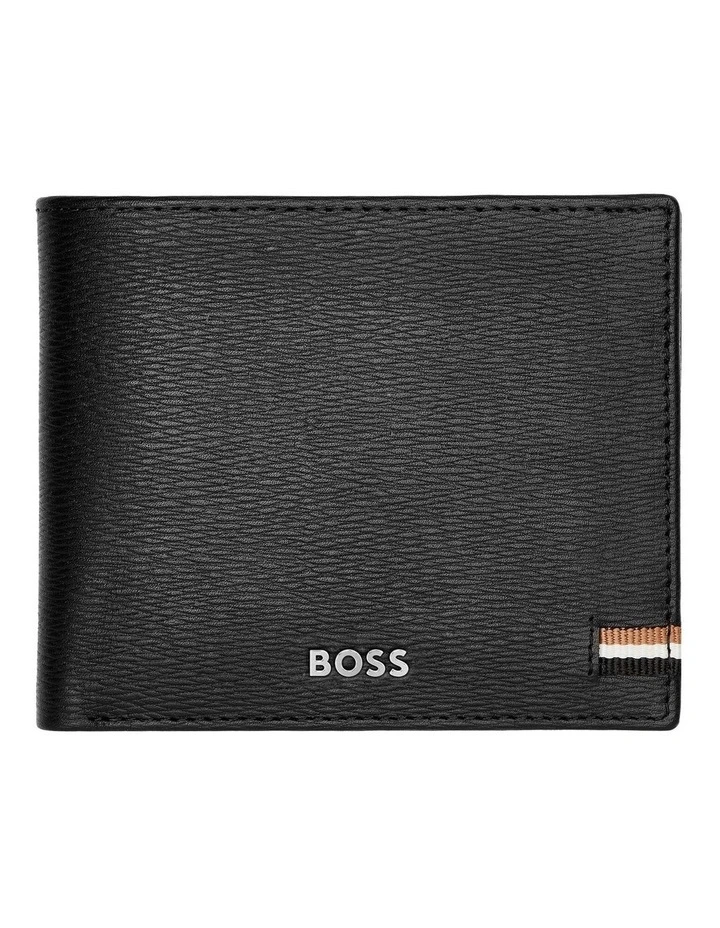 Leather Trifold Wallet with flap Iconic Black image 1