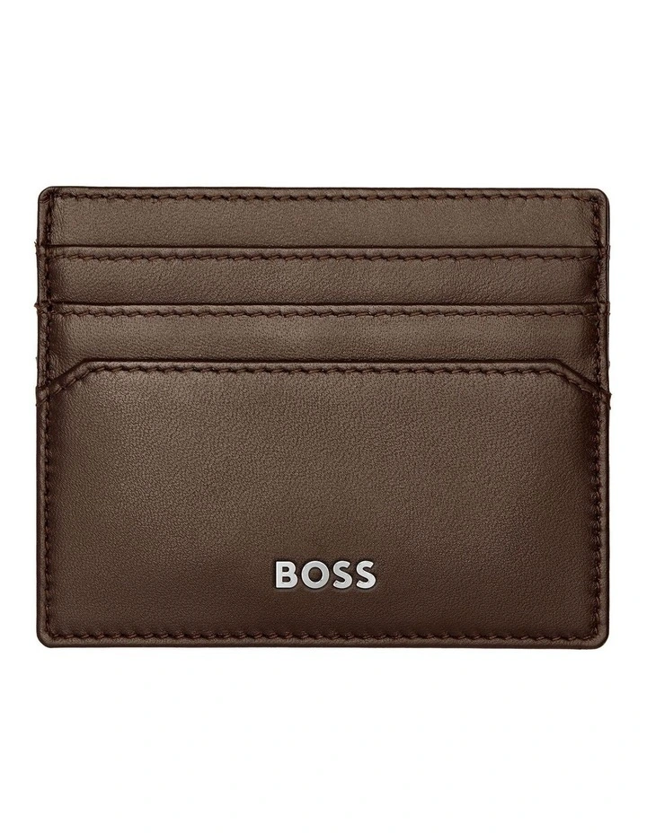 Leather Card holder Classic Smooth Brown image 1