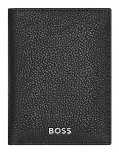 Boss Leather Card Holder Trifold Grained Black