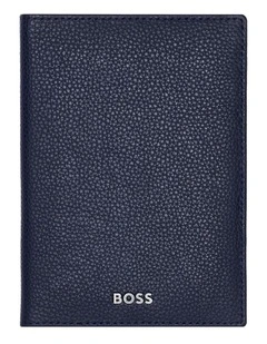 Boss Passport Holder Classic Grained Black Leather