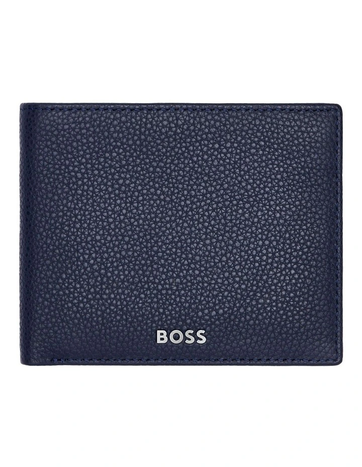 Trifold Leather Wallet Classic Grained Navy image 1