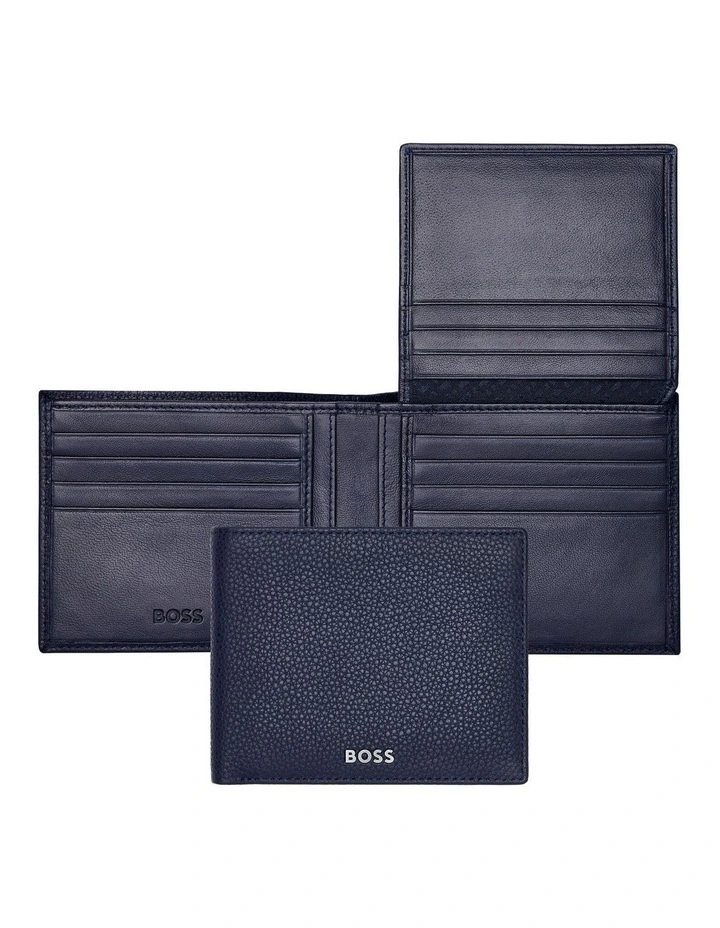 Trifold Leather Wallet Classic Grained Navy image 2