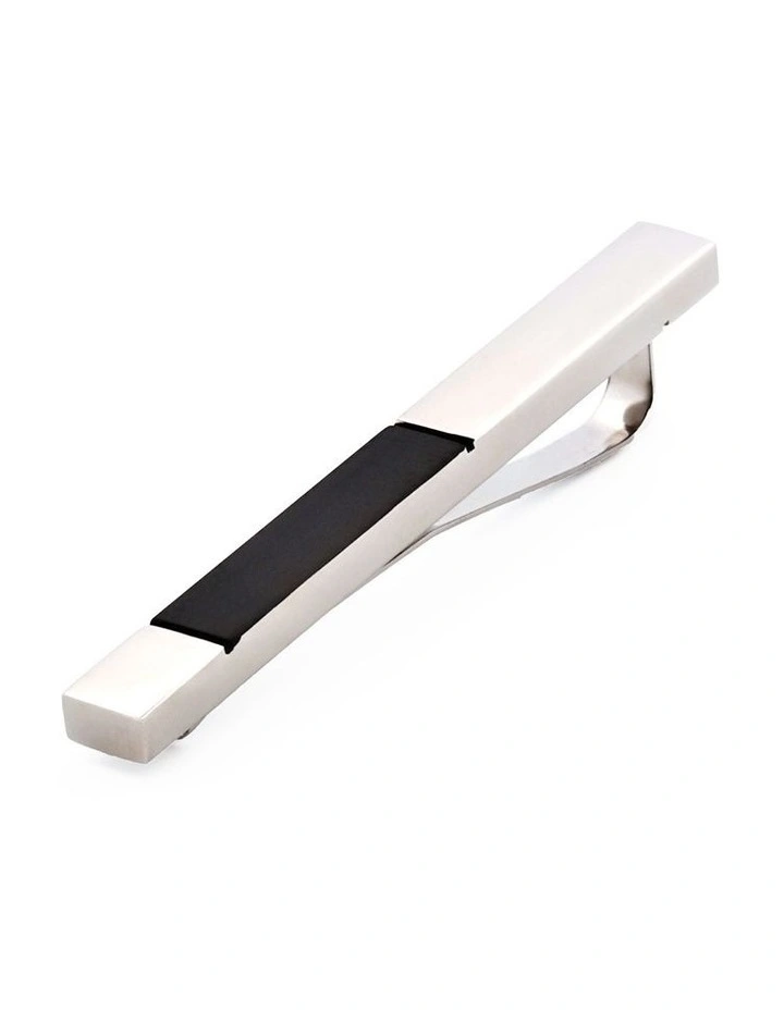 Polished Stainless Steel with Brushed Ion Plated Gun Metal Tie Slide image 2