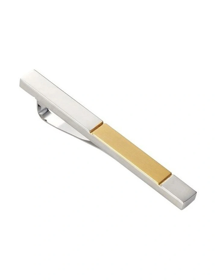 Polished Stainless Steel with Brushed Ion Plated Gold Tie Slide image 2
