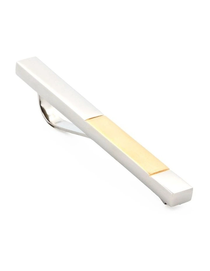 Polished Stainless Steel with Brushed Ion Plated Gold Tie Slide image 3