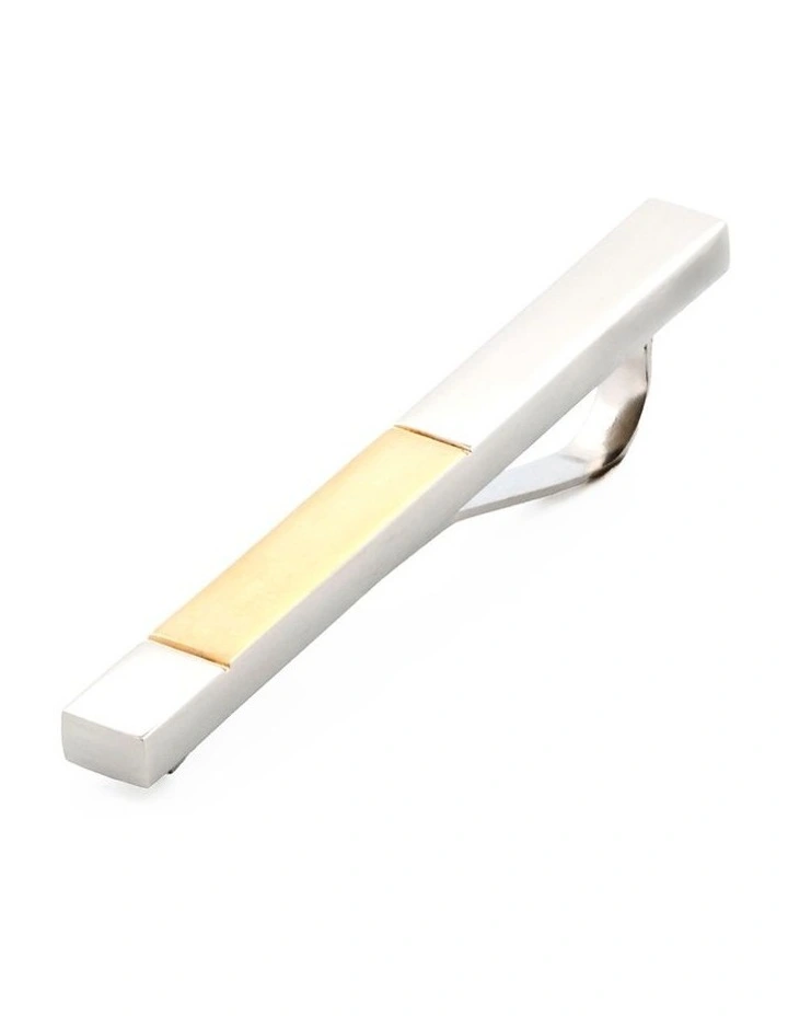 Polished Stainless Steel with Brushed Ion Plated Gold Tie Slide image 4